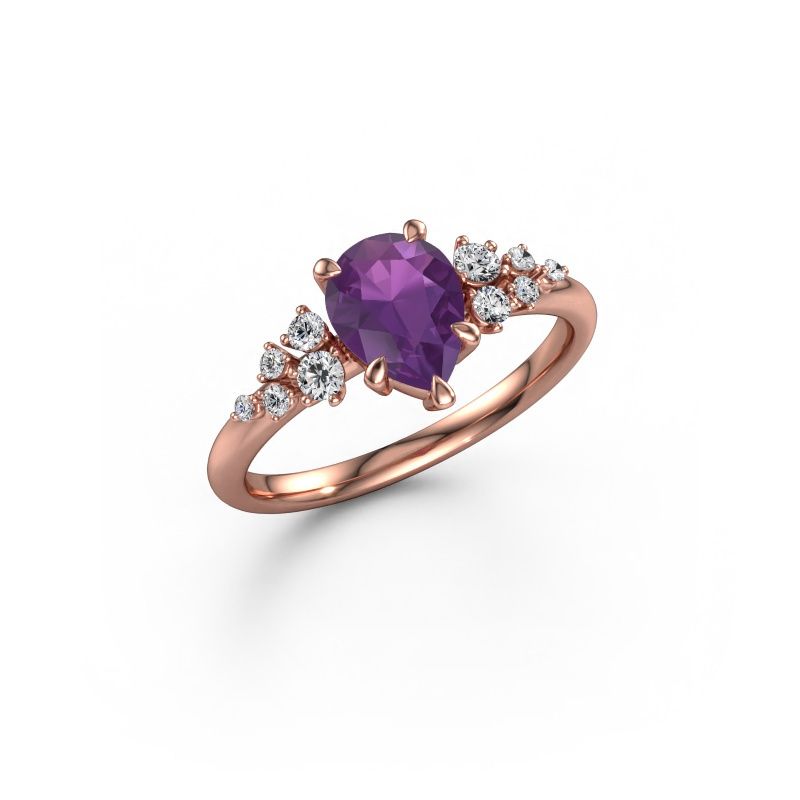 Bague de fiançailles Royce PER 585 or rose améthyste 8x6 mm