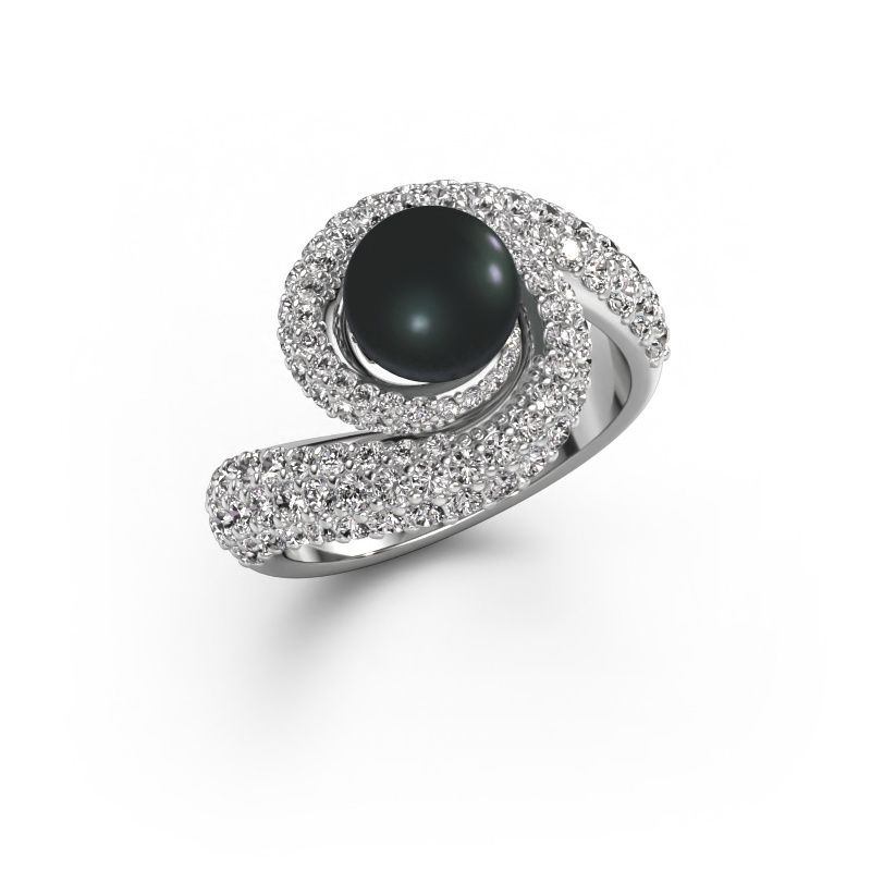 Ring Klasina 585 white gold black pearl 7 mm