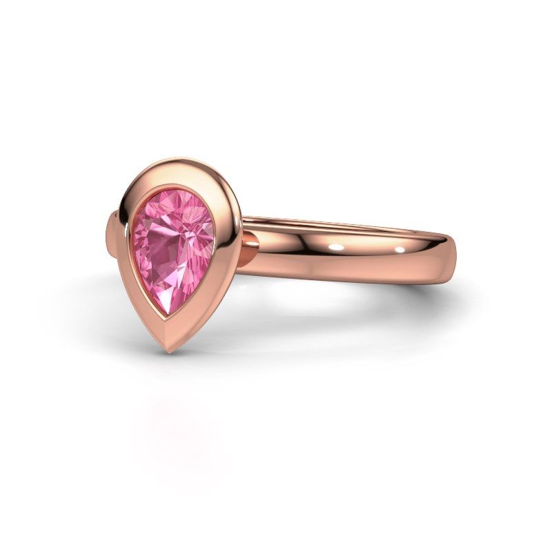 Image of Stacking ring Trudy Pear 585 rose gold pink sapphire 7x5 mm