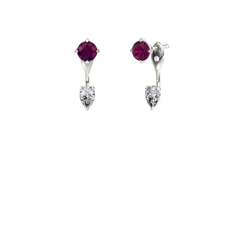 Drop earrings Kate RND-PER 585 white gold rhodolite 5 mm