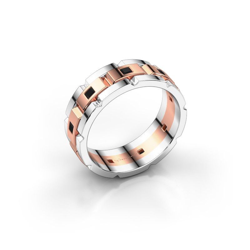 Afbeelding van Heren ring Ricardo 2 585 rosé goud zwarte diamant 0.63 crt