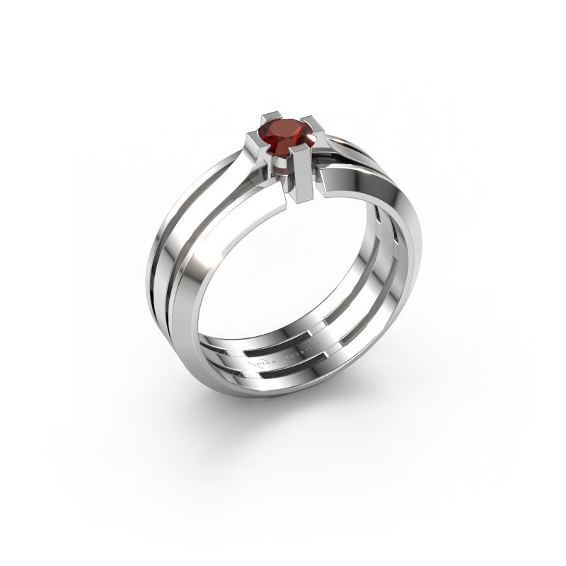 Bague pour homme Sem 950 platine grenat 4.7 mm