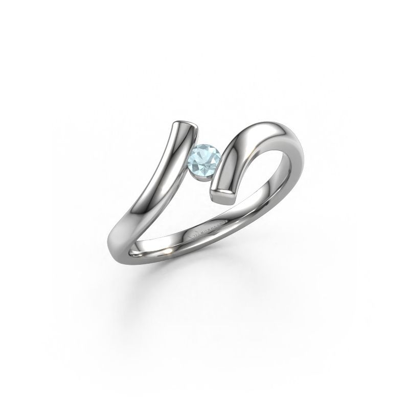 Bague Amy 950 platine aigue-marine 4 mm