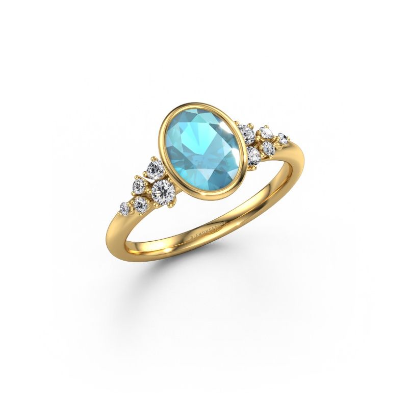 Verlobungsring Aliyah OVL 585 Gold Blau Topas 8x6 mm