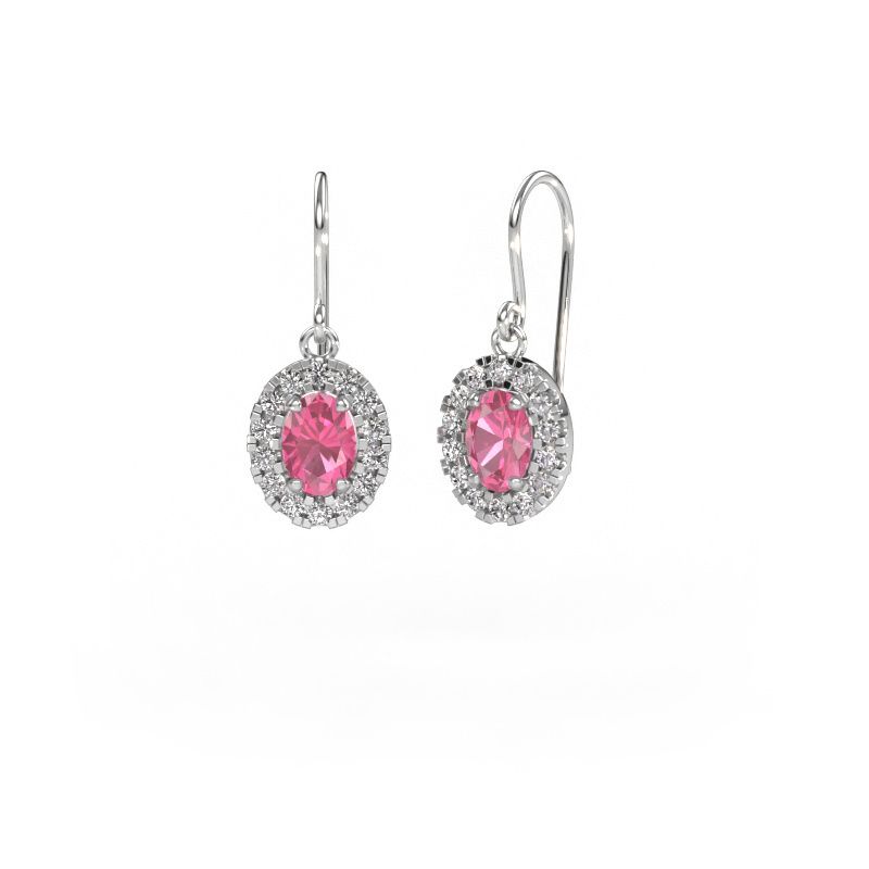 Drop earrings Jorinda 1 585 white gold pink sapphire 7x5 mm