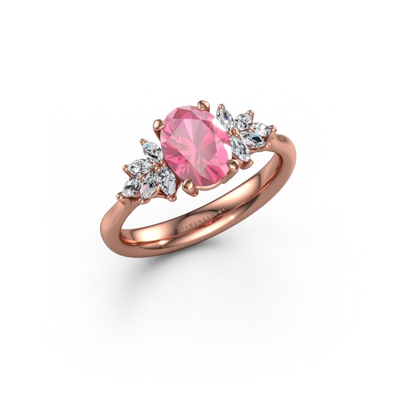 Engagement ring Fiona OVL 585 rose gold pink sapphire 8x6 mm