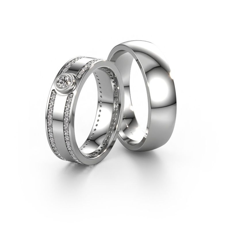 Eheringe set WH2044LM16BP ±6x2 mm 14 Karat Weißgold Diamant 0.61 crt