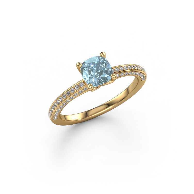 Engagement ring Elenore cus 585 gold blue lab grown diamond 5.5 mm