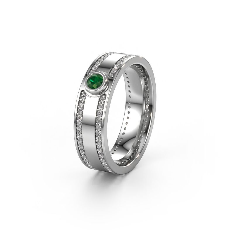 Trouwring WH2044P 950 platina smaragd ±6x2 mm