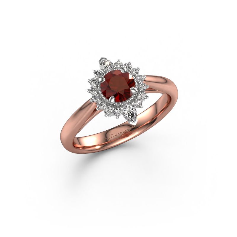 Verlobungsring Susan 585 Roségold Granat 5 mm