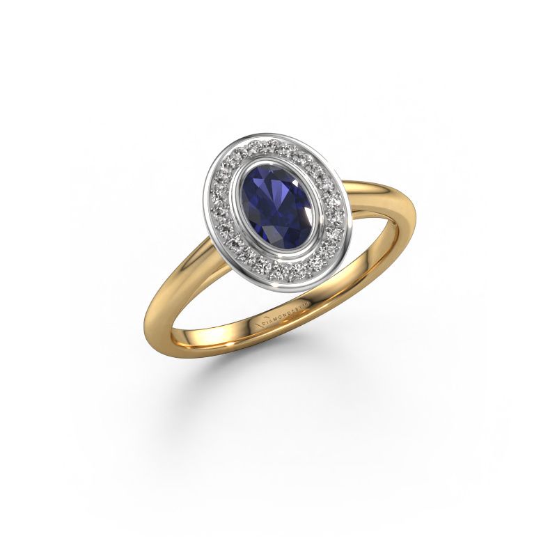 Bague de fiançailles Noud 1 OVL 585 or jaune saphir 6x4 mm