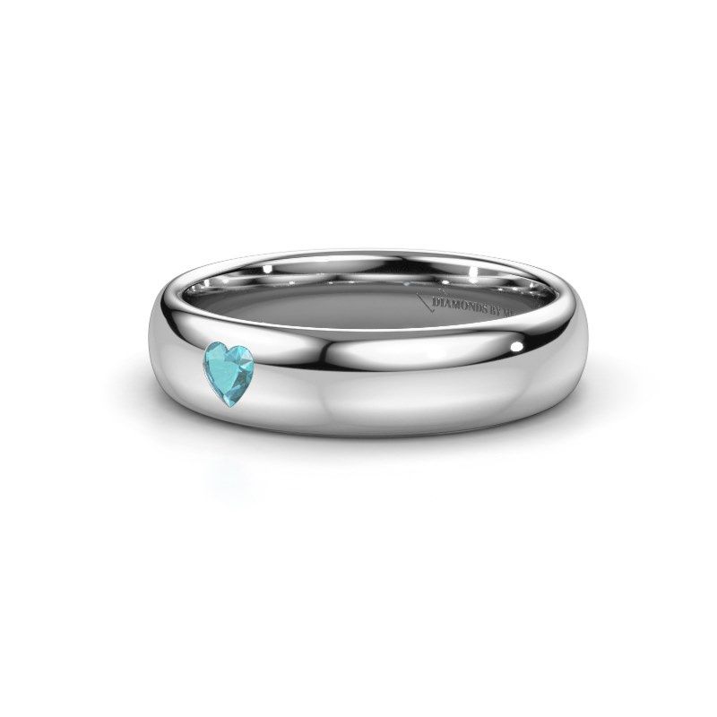 Image of Friendship ring WH0101L35BPHRT<br/>585 white gold ±5x2 mm<br/>Blue topaz
