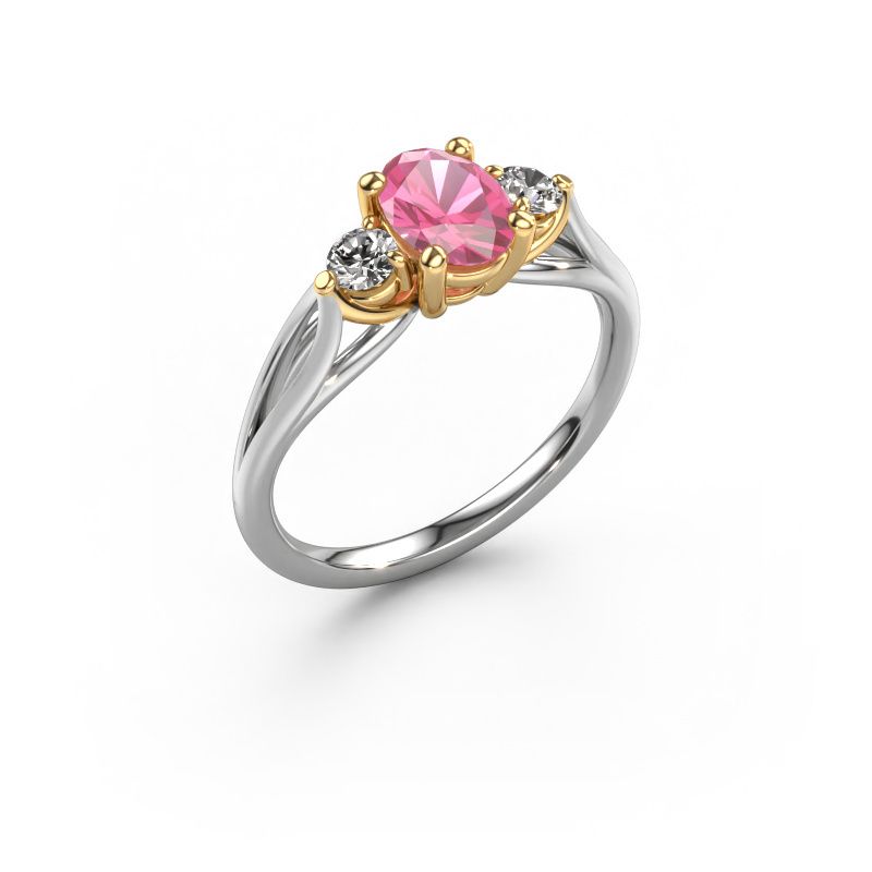 Engagement ring Amie OVL 585 white gold pink sapphire 7x5 mm