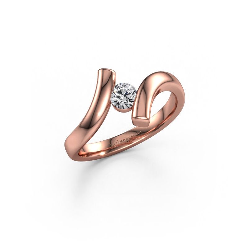 Bague Amy 585 or rose diamant synthétique 0.25 crt