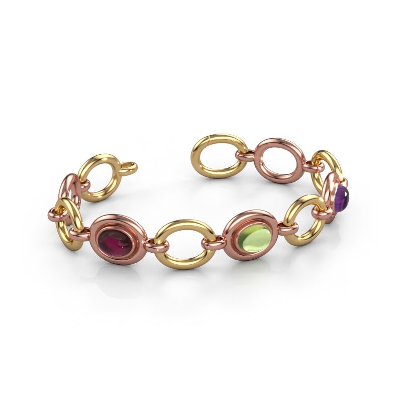 Link bracelet Maxima 3 585 rose gold garnet 9x7 mm