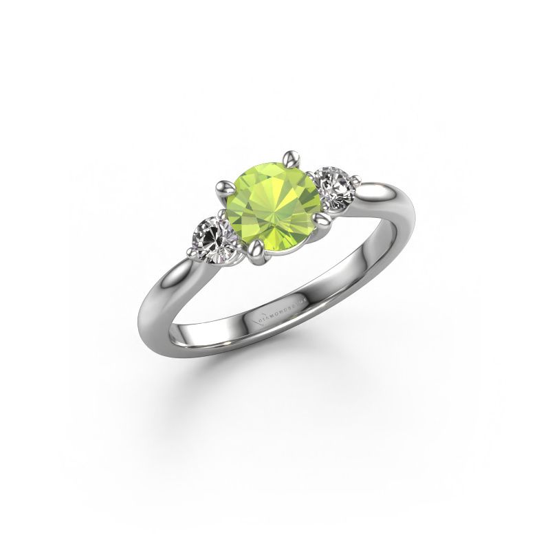 Engagement ring Lieselot RND 950 platinum peridot 6.5 mm
