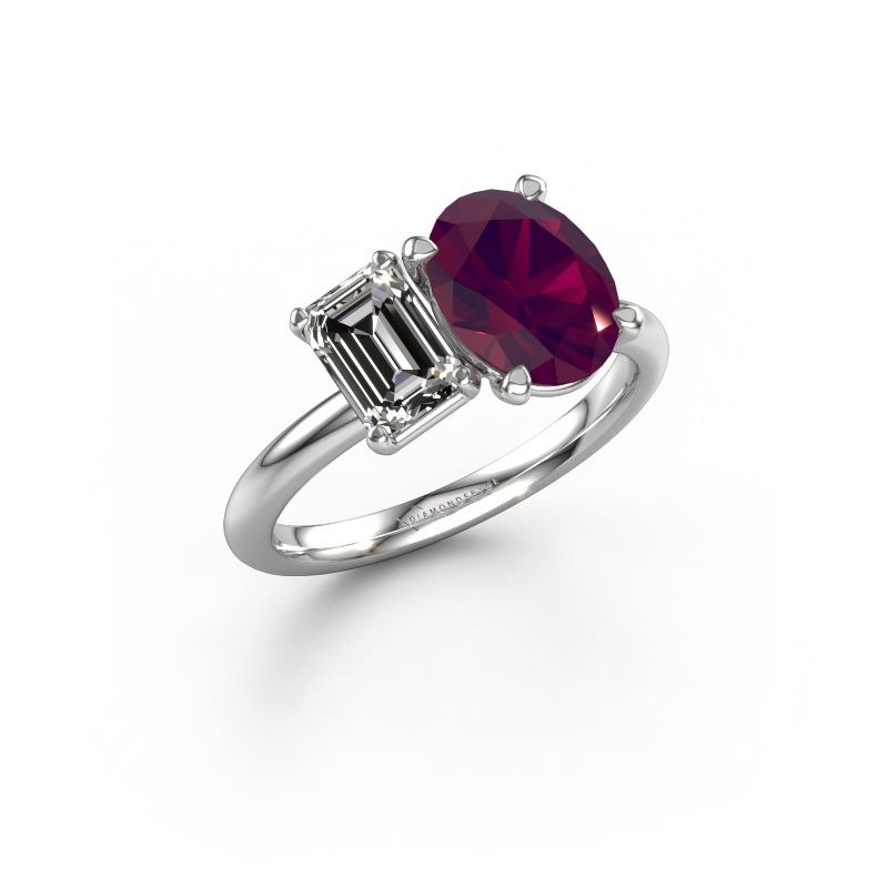 Verlovingsring Toi et Moi OVL-EME 950 platina rhodoliet 9x7 mm