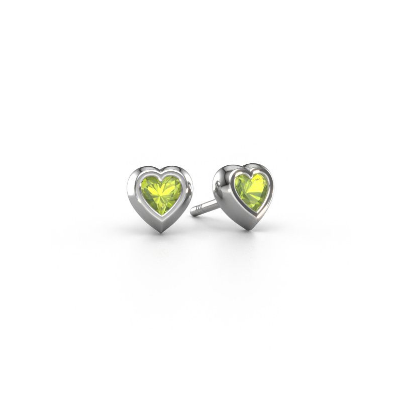 Clous d'oreilles Charlotte 585 or blanc péridot 4 mm