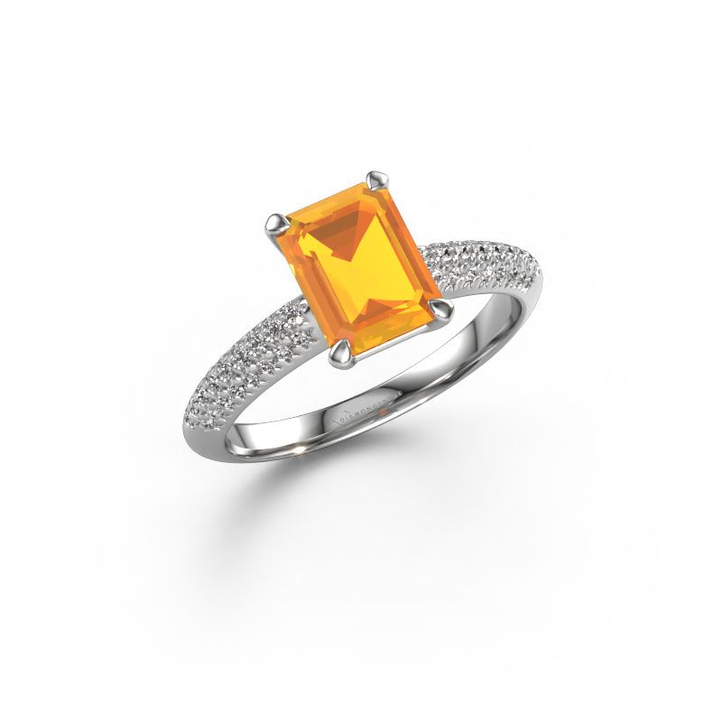 Verlobungsring Morane EME 585 Weißgold Citrin 8x6 mm