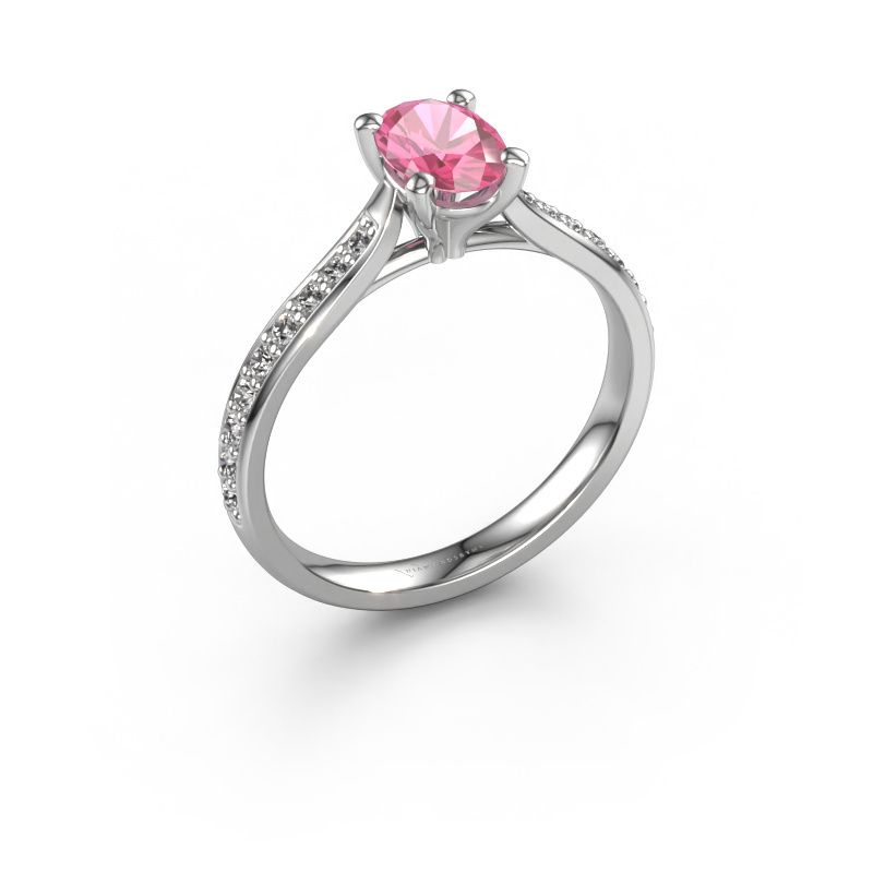 Engagement ring Mignon OVL 2 585 white gold pink sapphire 7x5 mm