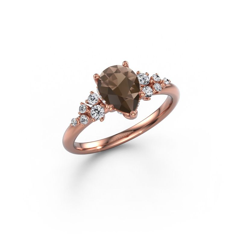 Verlobungsring Emma PER 585 Roségold Rauchquarz 8x6 mm