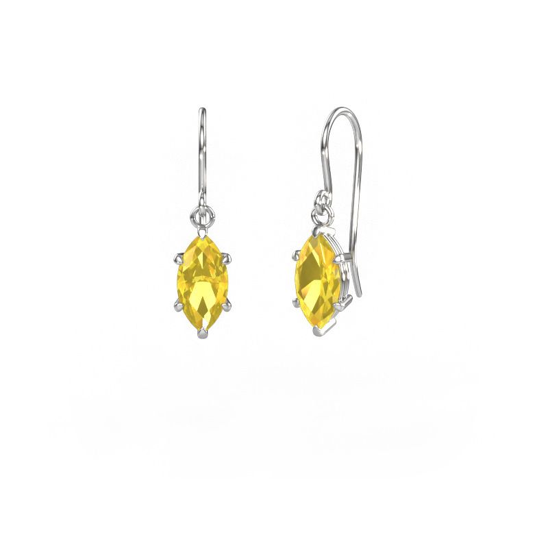 Pendants d'oreilles Laurie MRQ 1 585 or blanc saphir jaune 10x5 mm