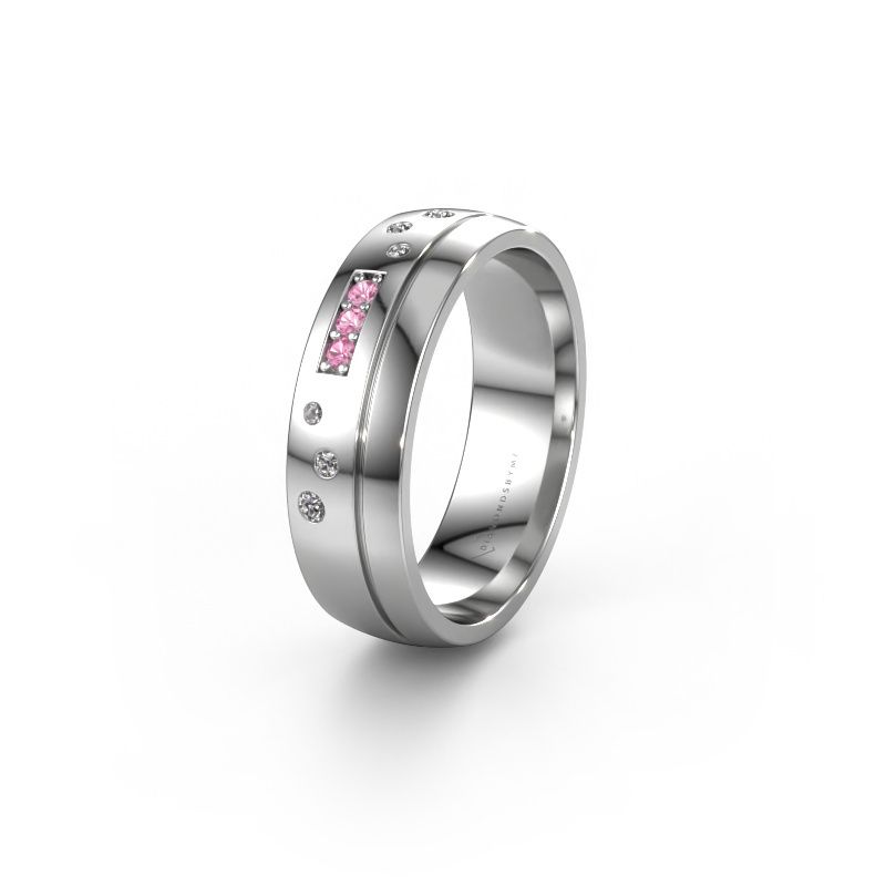 Wedding ring WH0310L26AP 585 white gold pink sapphire ±6x1.7 mm