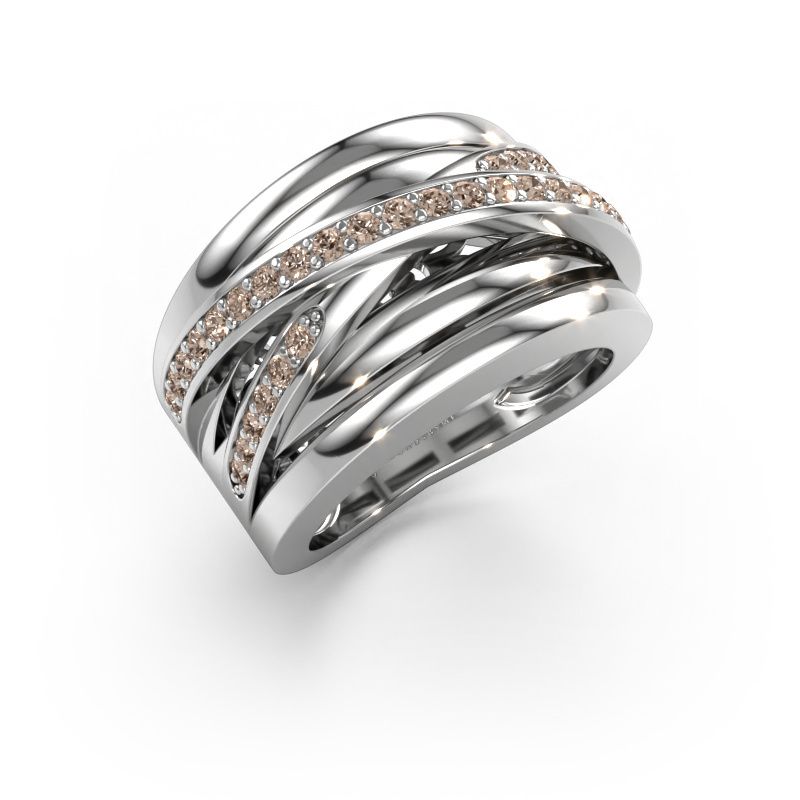 Bague Clair 3 585 or blanc diamant brun 0.495 crt