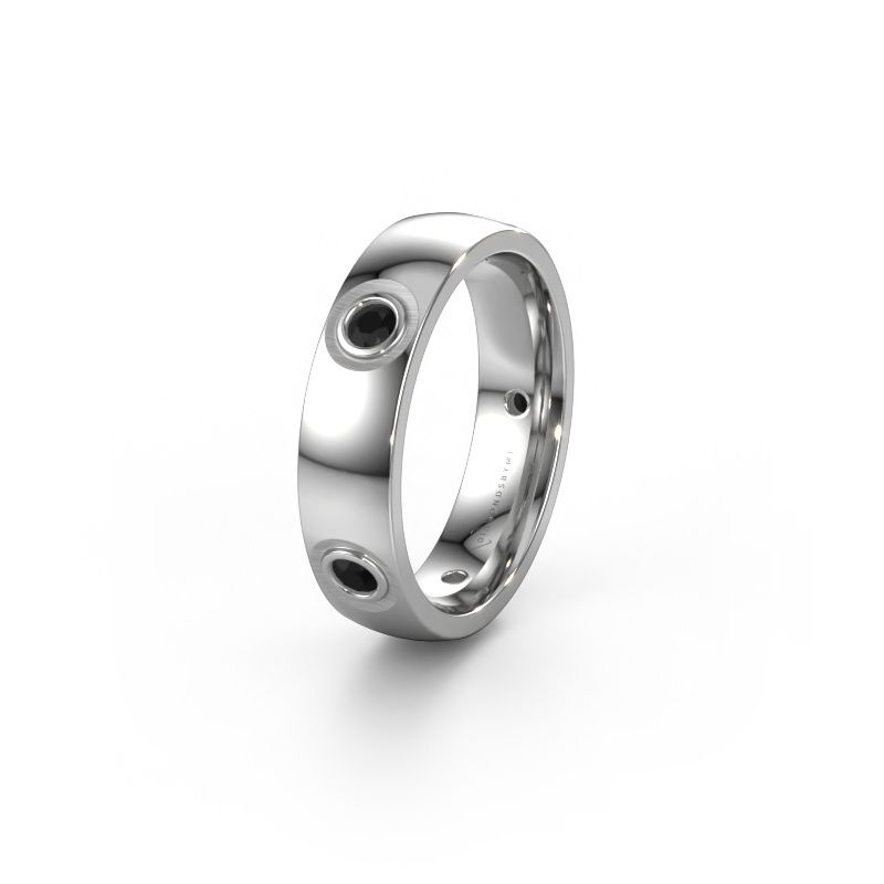 Trouwring WH0139L25BP 585 witgoud zwarte diamant ±5x2 mm