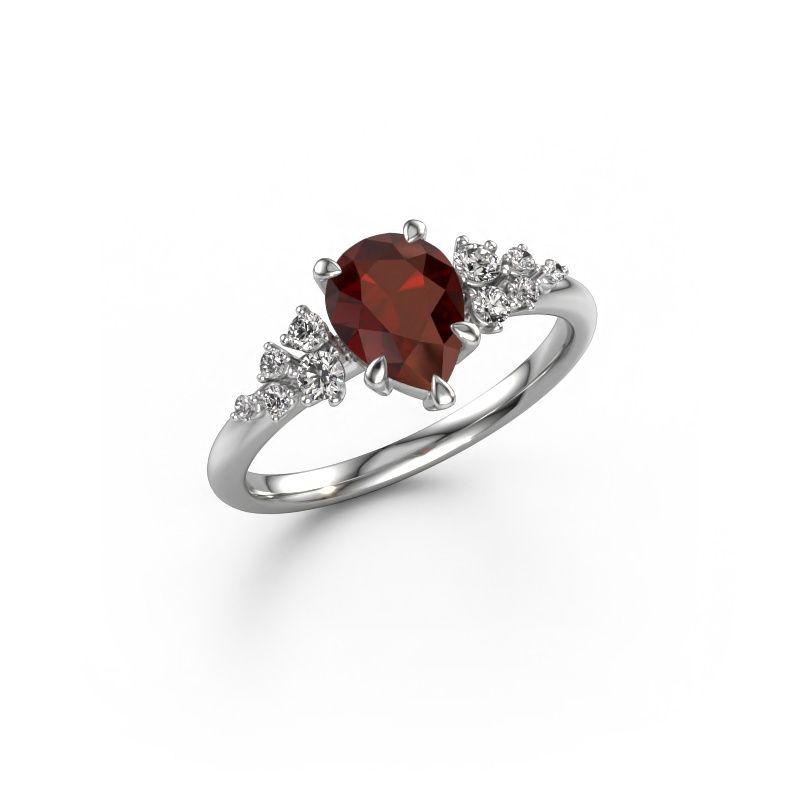 Engagement ring Royce PER 585 white gold garnet 8x6 mm