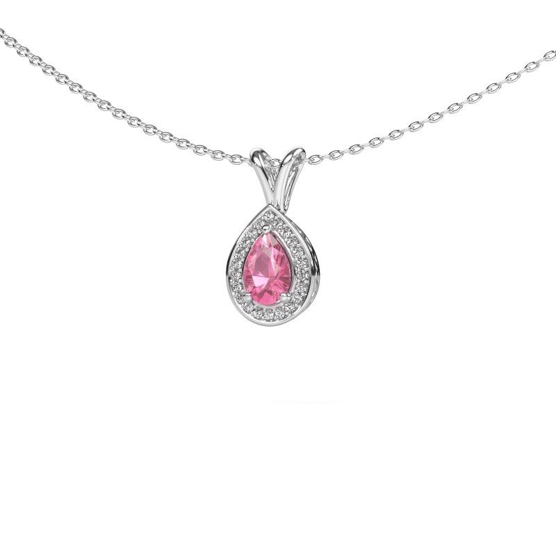 Pendentif Barbar 950 platine saphir rose 6x4 mm