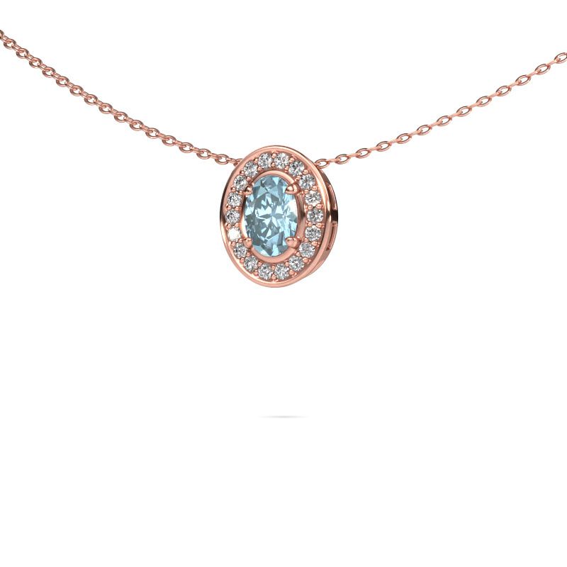 Necklace Madelon 585 rose gold blue lab grown diamond 6x4 mm