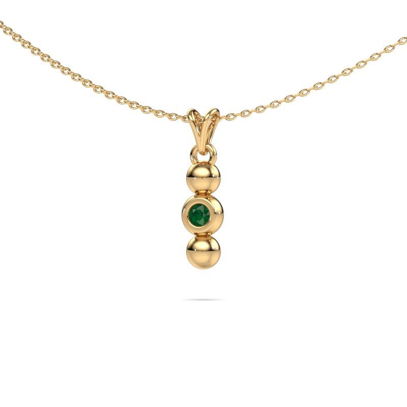 Image of Necklace Lily 585 gold emerald 2 mm