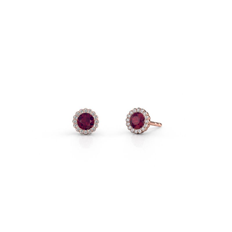 Oorbellen Queen 585 rosé goud rhodoliet 4.2 mm