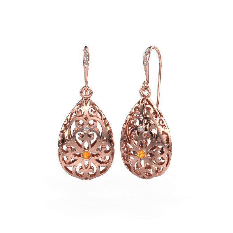 Oorhangers Idalia 2 585 rosé goud citrien 2 mm