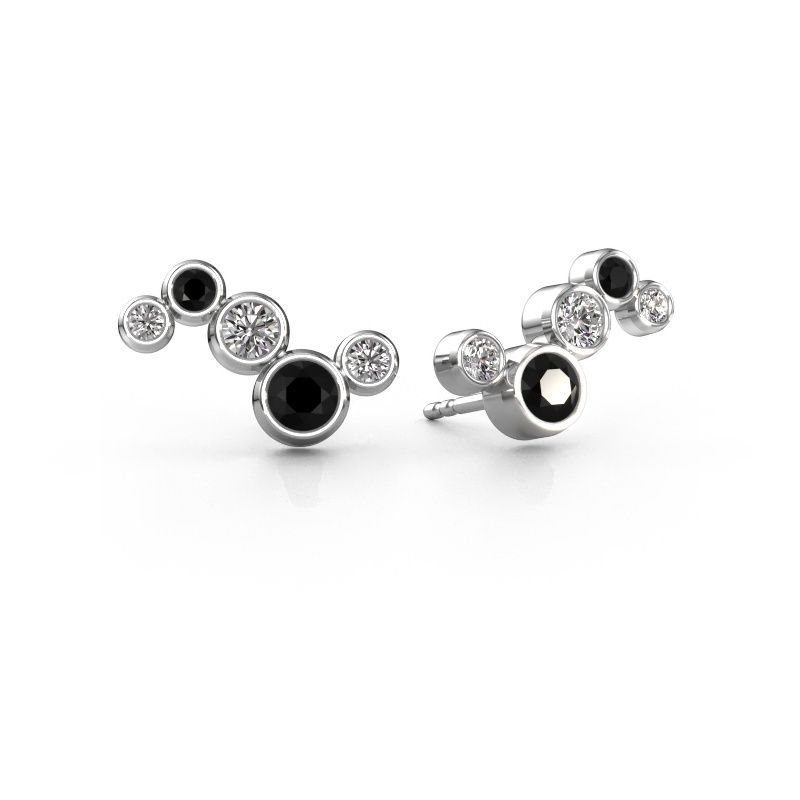 Boucles d'oreilles Ryan 585 or blanc diamant noir 1.154 crt