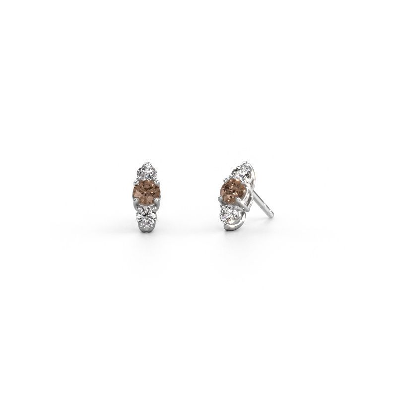 Oorbellen Amie 585 witgoud bruine diamant 0.90 crt