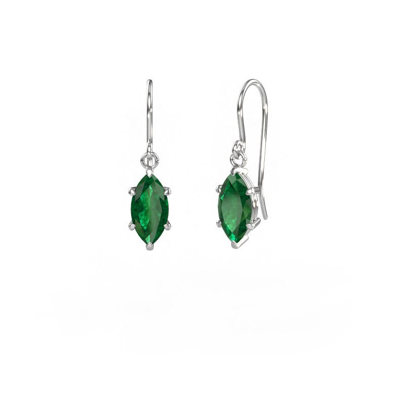Pendants d'oreilles Laurie MRQ 1 950 platine emeraude 10x5 mm