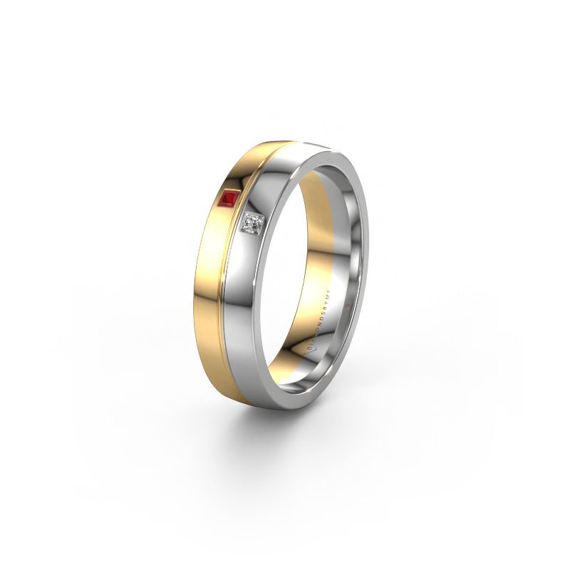 Trouwring WH0231L25BP 585 goud robijn ±5x2 mm