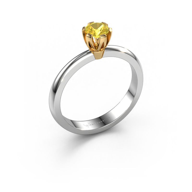 Engagement ring Julia 585 white gold yellow sapphire 4 mm