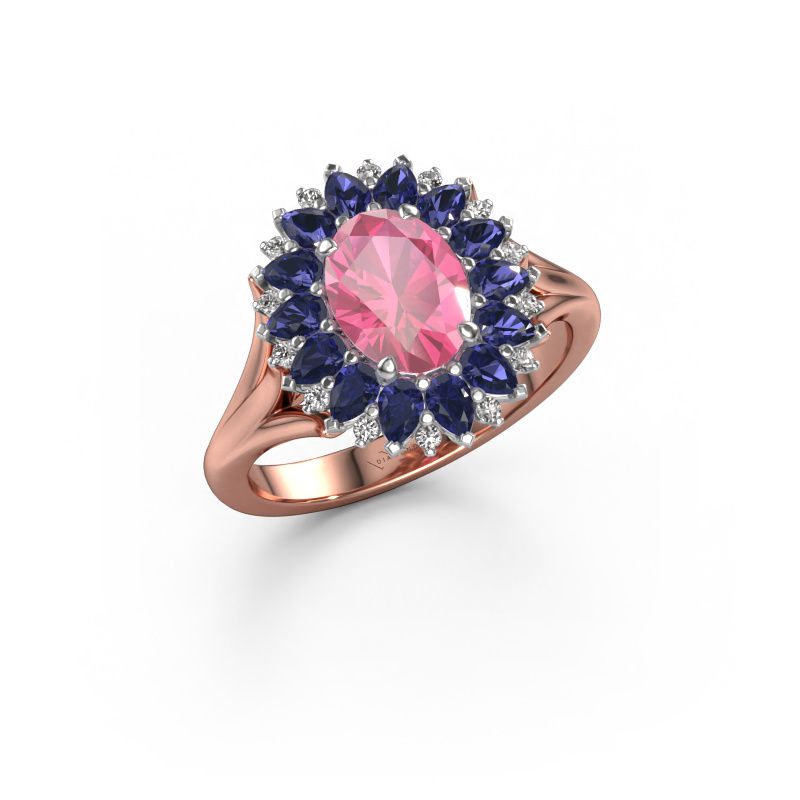 Bague de fiançailles Lidia 585 or rose saphir rose 8x6 mm