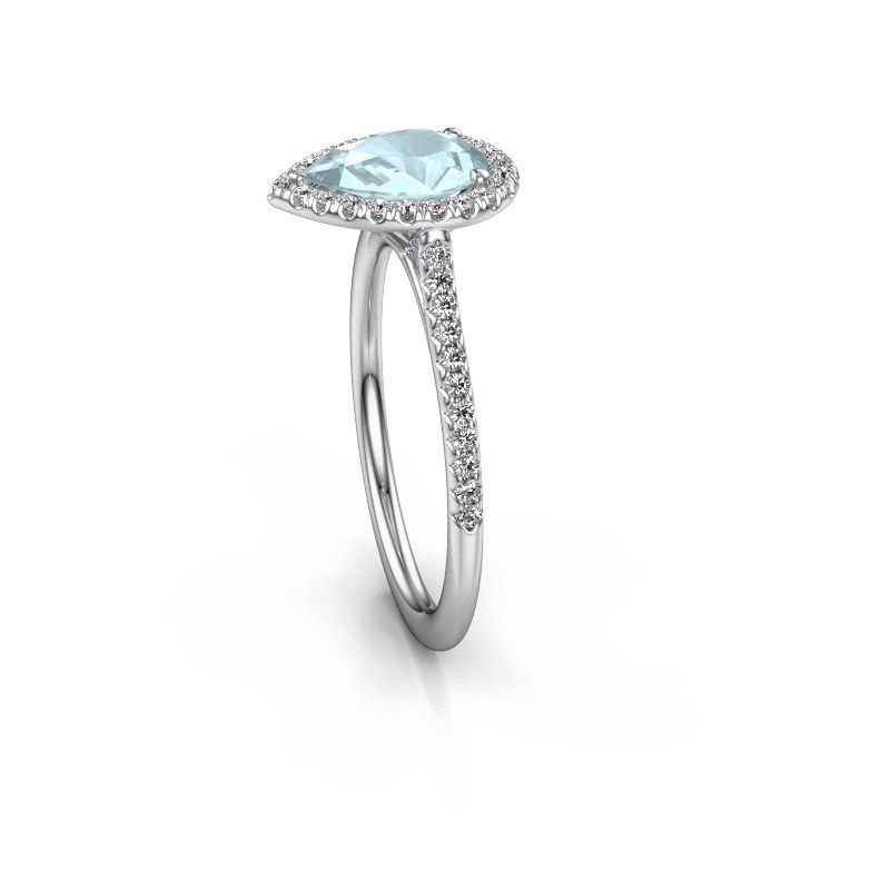 Image of Engagement ring seline per 2<br/>950 platinum<br/>Aquamarine 8x6 mm