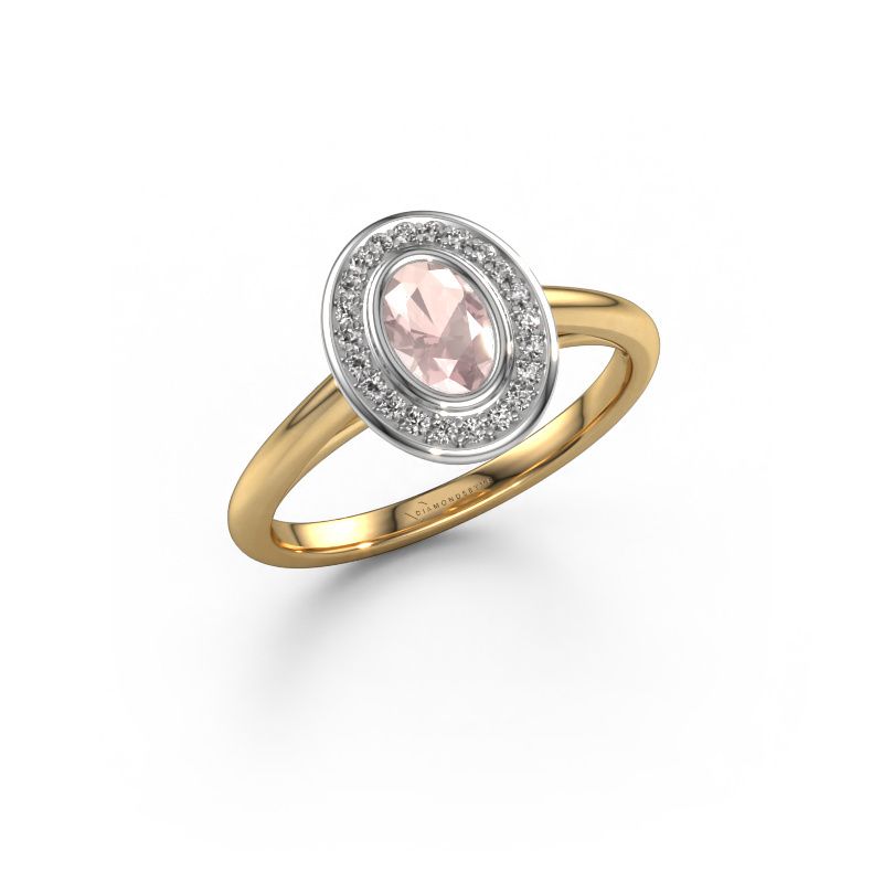 Forlovelsesring Noud 1 OVL 585 gull champagnefarget morganitt 6x4 mm
