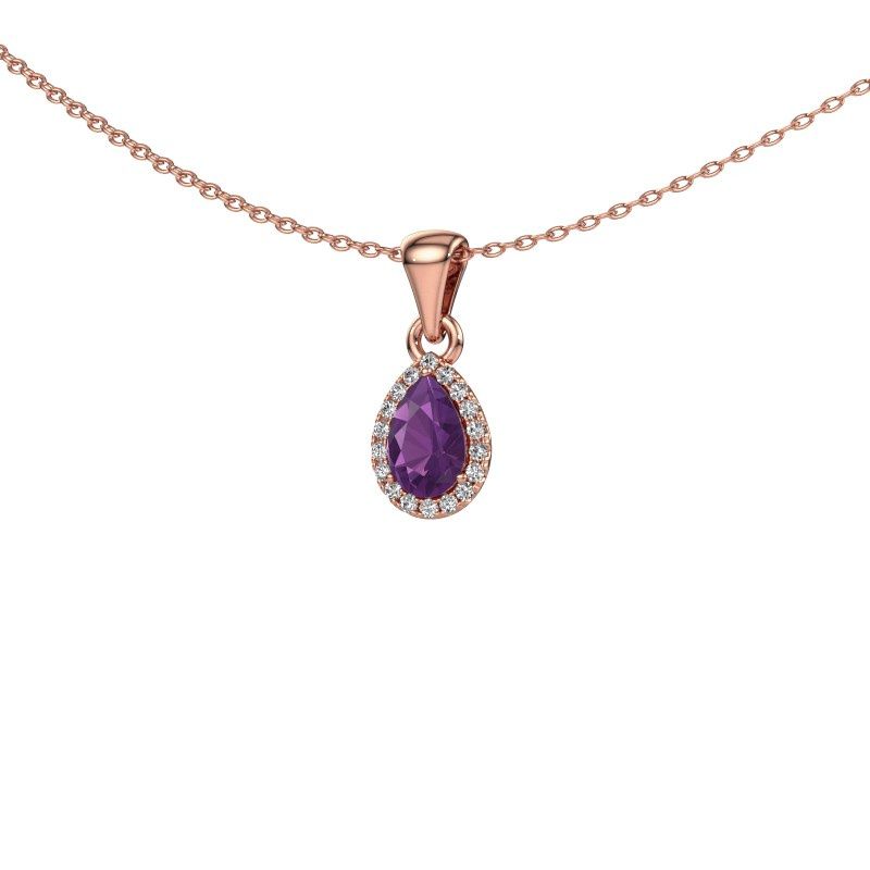 Image of Necklace seline per<br/>585 rose gold<br/>Amethyst 6x4 mm