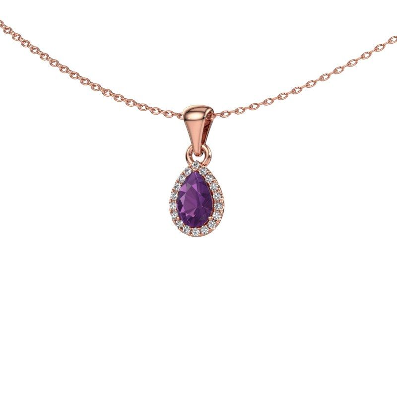 Hanger Seline per 585 rosé goud amethist 6x4 mm