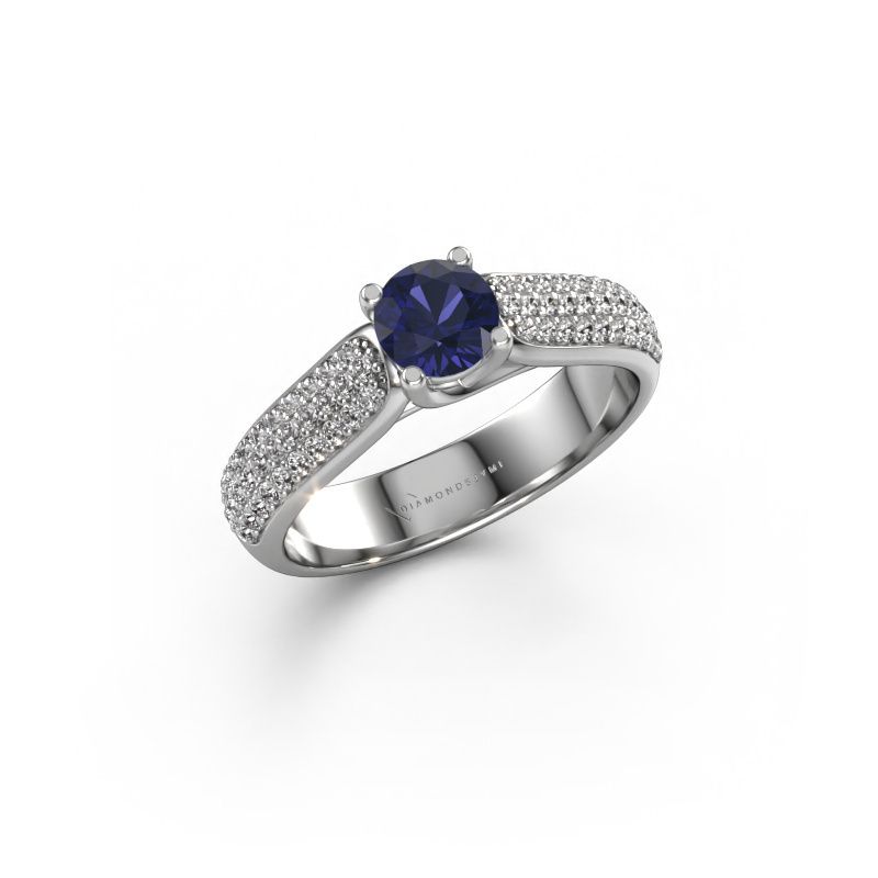 Bague de fiançailles Leoness 585 or blanc saphir 5 mm