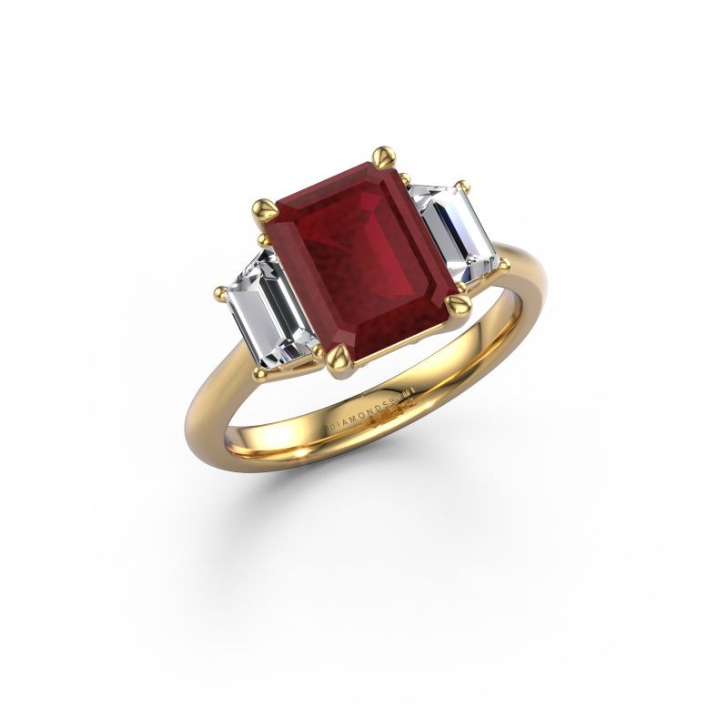 Verlovingsring Maggie EME 585 goud robijn 9x7 mm