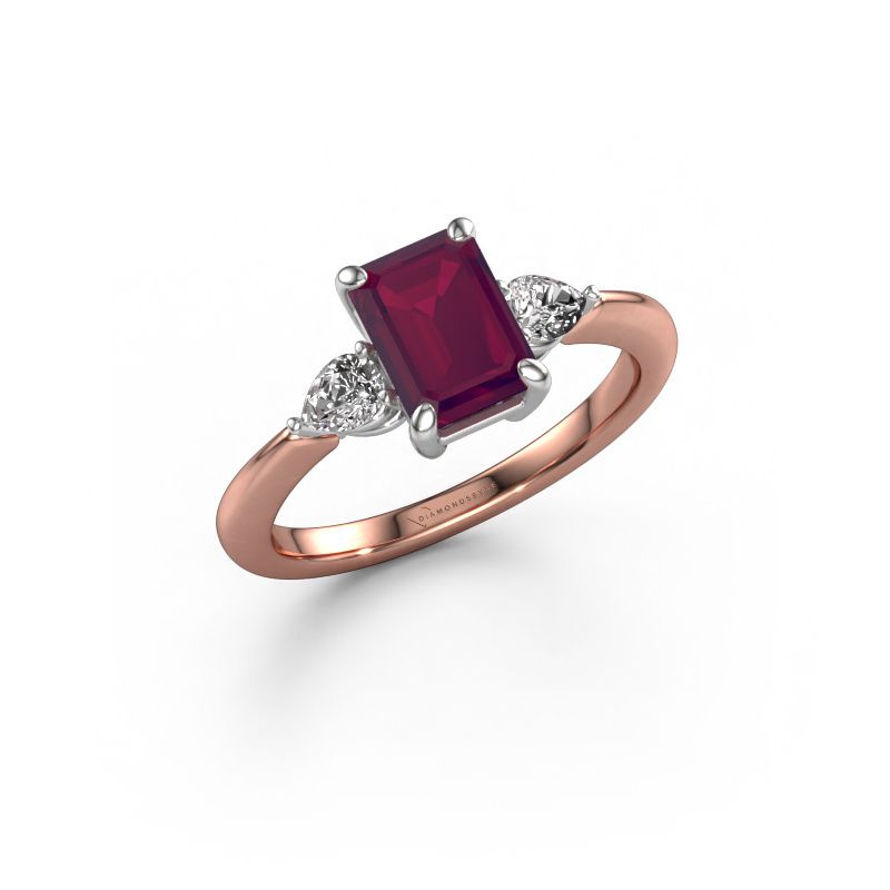 Engagement ring Chanou EME 585 rose gold rhodolite 7.5x5.5 mm