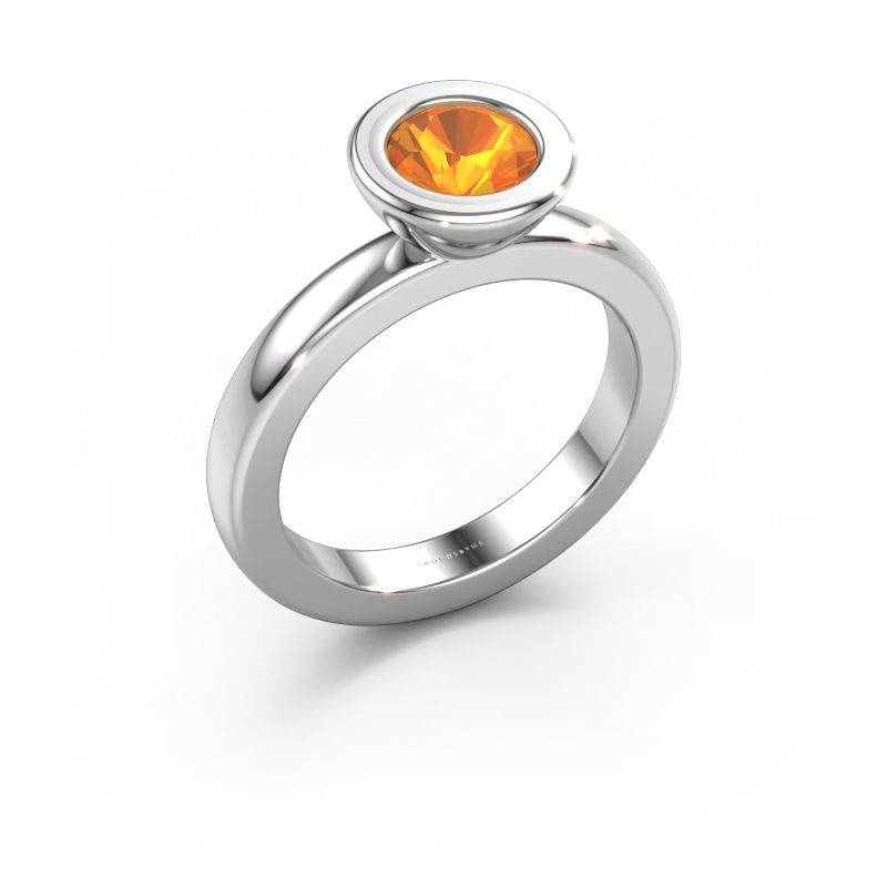 Stacking ring Eloise Round 585 white gold citrin 6 mm