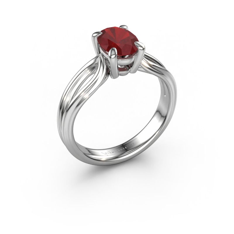 Verlobungsring Antonia ovl 1 950 Platin Rubin 8x6 mm